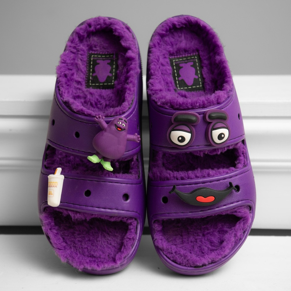 Crocs x McDonalds Grimace Cozzzy Sandal Purple Fuzzy Fur Slides M8/W10 Collab